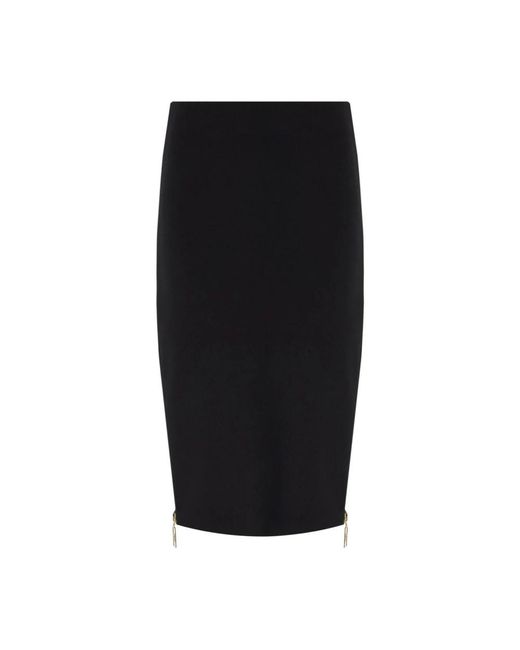 Elisabetta Franchi Black Schwarzer midi reißverschlussrock
