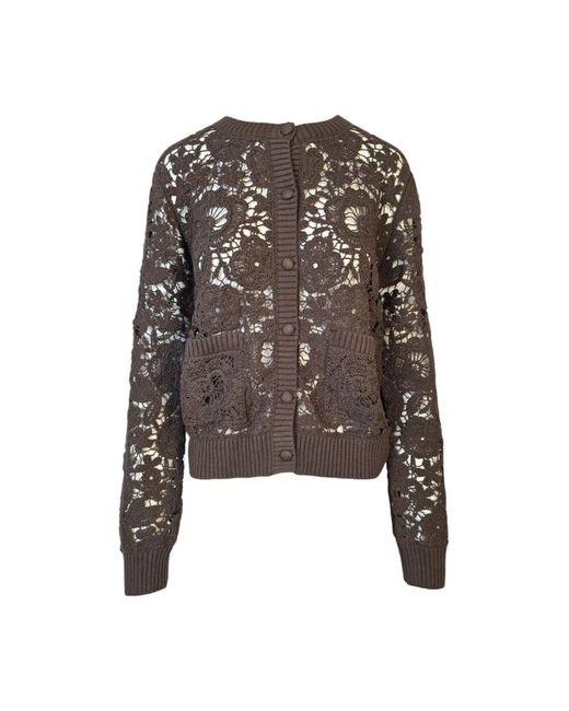 P.A.R.O.S.H. Truien & Vesten ,Bruin ,Katoen Donkerbruin Kanten Vest in het Brown