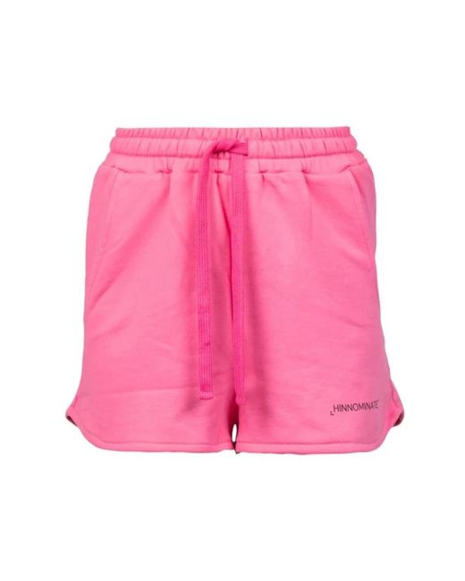 Shorts laterali rosa geranio arricciati di hinnominate in Pink