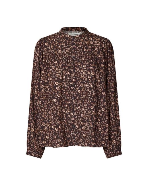 Lolly's Laundry Overhemden ,Veelkleurig ,Donker Mokka Lange Mouw Shirt in het Brown