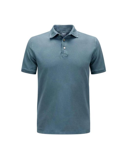 Fedeli Tops ,Blauw ,Katoen Piqué Polo Shirt Met Korte Mouwen in het Blue voor heren