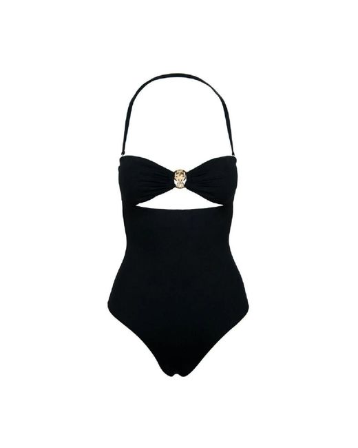 Moschino Black Einteiliger badeanzug mit quadratischem ausschnitt