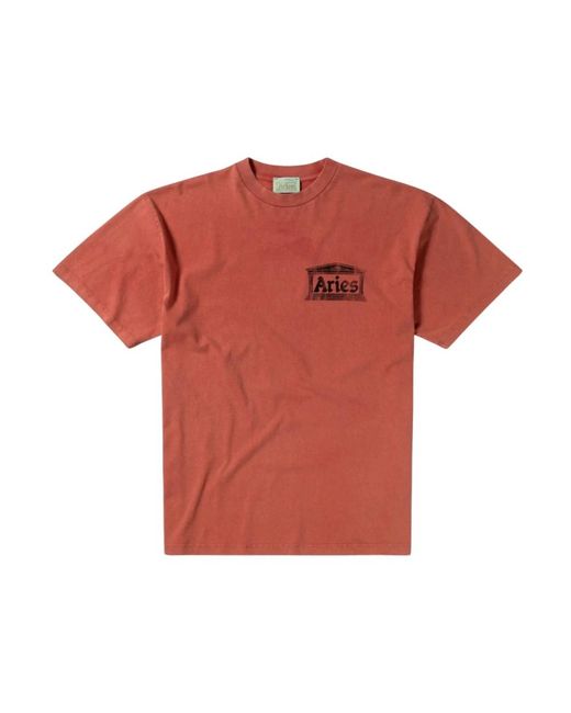Aries Tops ,Rood ,Katoen Vintage Tempel Grafische Tee in het Red voor heren