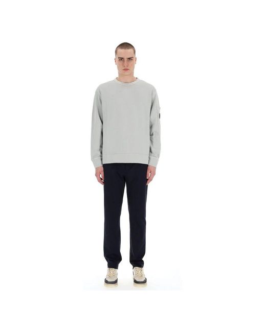 C P Company Blauer Baumwoll-Rundhalspullover in Gray für Herren