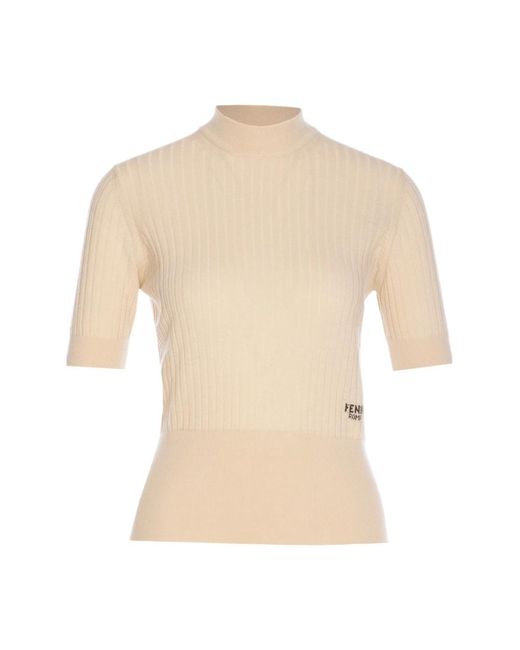 Fendi Sweater Manga Codo En Canelé in het Natural