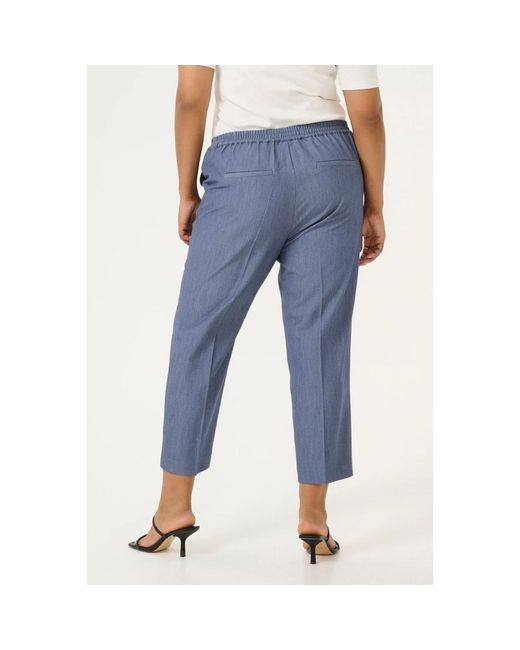 Kaffe Broeken ,Blauw ,Vintage Cropped Broek in het Blue