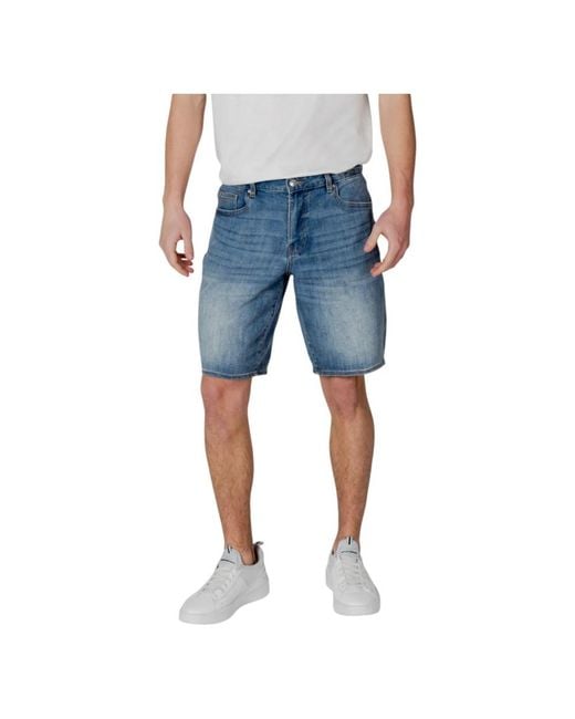 ARMANI EXCHANGE Blue Denim Shorts for men