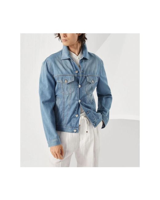 Brunello Cucinelli Blue Denim Jackets for men