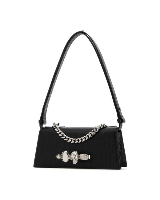McQueen Black Shoulder Bags