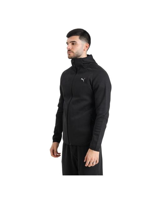 PUMA Hoodies & Sweatvesten ,Zwart ,Katoen Zwarte Rits Trui Evostripe Stijl in het Black voor heren