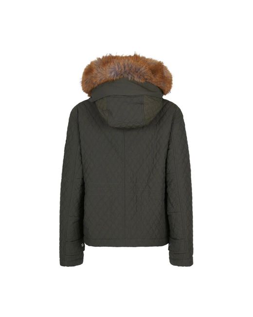 Burberry Jassen ,Groen ,Katoen Gewatteerde Jas Met Faux Fur Capuchon in het Green