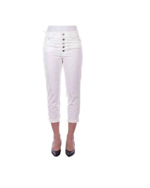 Dondup Pink Weiße Hose Mit Knopfverschluss