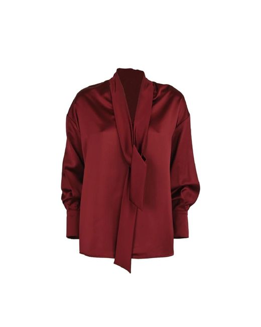 Elegante blusa in viscosa morbida con nastro al collo di Pennyblack in Red