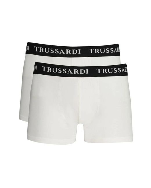 Trussardi Ondergoed ,Wit ,Katoen Katoenen Boxershorts Met Logoprint in het White voor heren