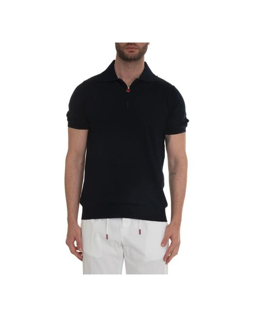 Kiton Tops ,Blauw ,Katoen Katoenen Poloshirt Met Korte Mouwen in het Black voor heren