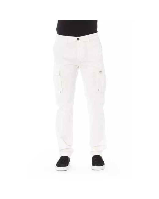 Slim-Fit Trousers di Baldinini in White da Uomo