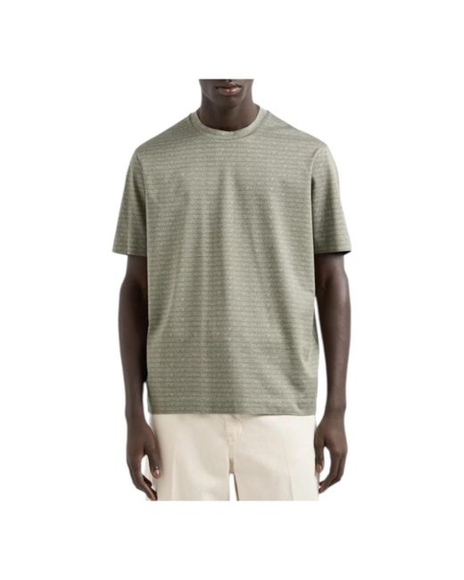 Emporio Armani Green All-Over Jacquard Asv Jersey T-Shirt for men