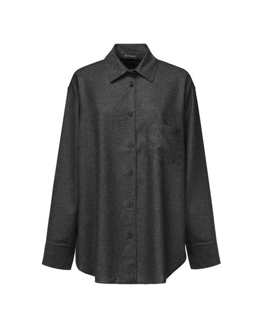 ANDAMANE Black Graues oversized melange stoff hemd