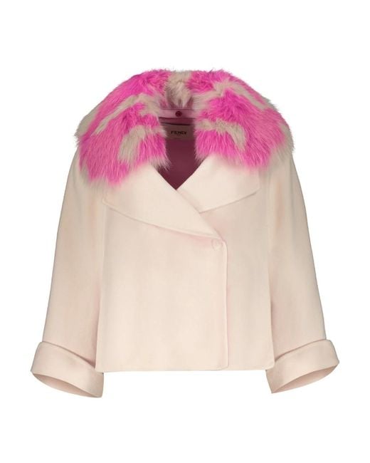 Faux Fur & Shearling Jackets Fendi de color Pink