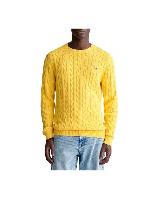 Gant Yellow Round-Neck Knitwear for men