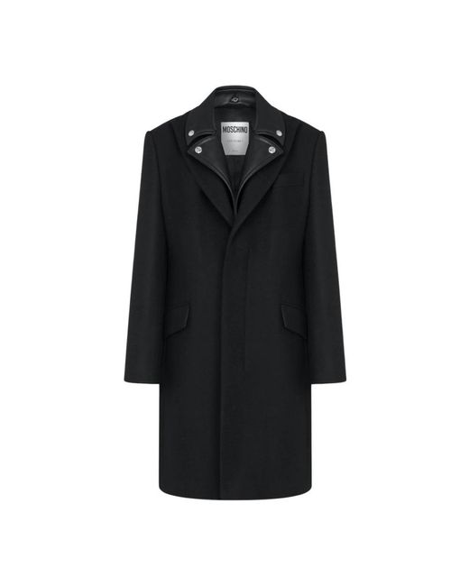Moschino Black Single-Breasted Coats for men