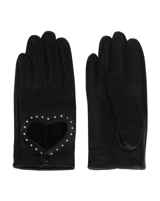 Kazar Accessoires ,Zwart ,Leer Zwarte Touchscreen Handschoenen Met Hartuitsparing in het Black