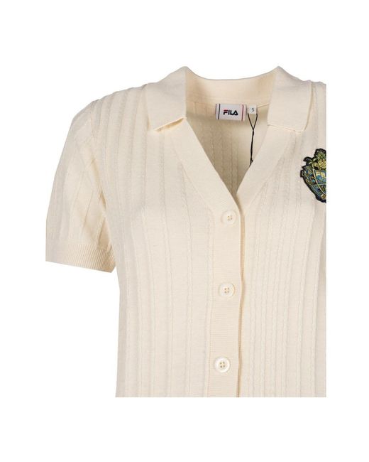 Fila Truien & Vesten ,Katoen Gebreid Cardigan Met Korte Mouwen in het Natural