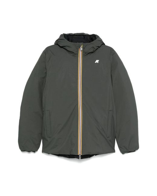 K-Way Jassen ,Groen ,Groene Gewatteerde Hoodiejas in het Gray voor heren