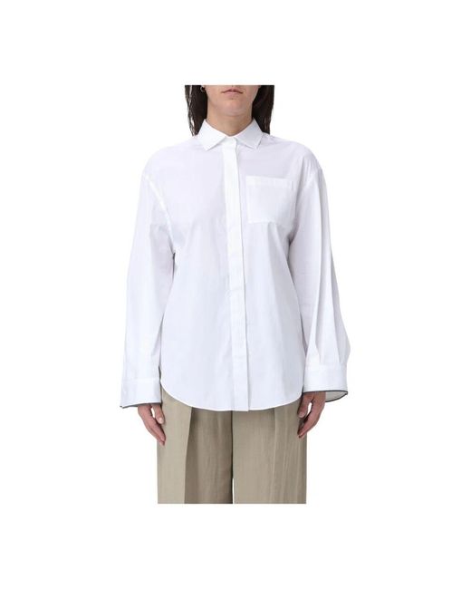 Brunello Cucinelli White Weiße Popelinebluse, Eleganter Stil