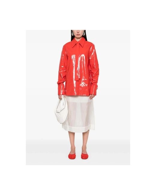 Jil Sander Overhemden ,Rood ,Rode Stropdas Overhemd in het Red