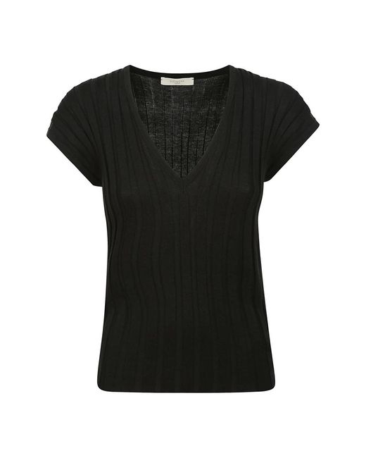 Camiseta de algodón a rayas negras Zanone de color Black