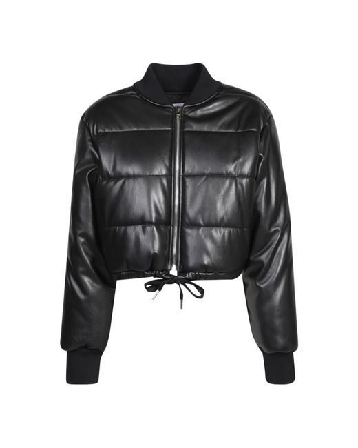 MSGM Black Quilted Faux Leather Jackets
