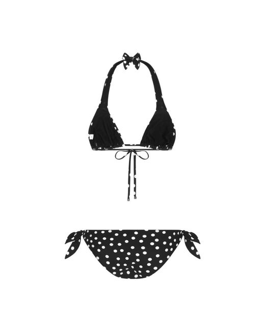Dolce & Gabbana Black Polka-Dot Triangle Bikini