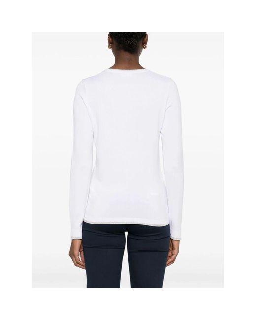 Liu Jo White Weiße strickpullover mit rippbündchen