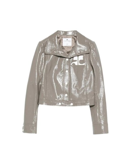 Courreges Gray Leather Jackets