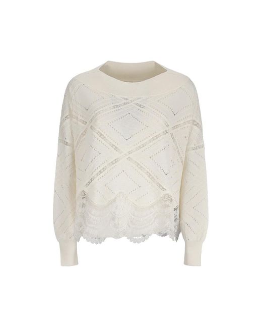 Ermanno Scervino White Round-Neck Knitwear