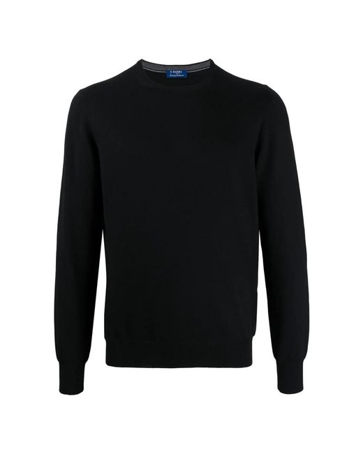 Barba Napoli Black Round-Neck Knitwear for men