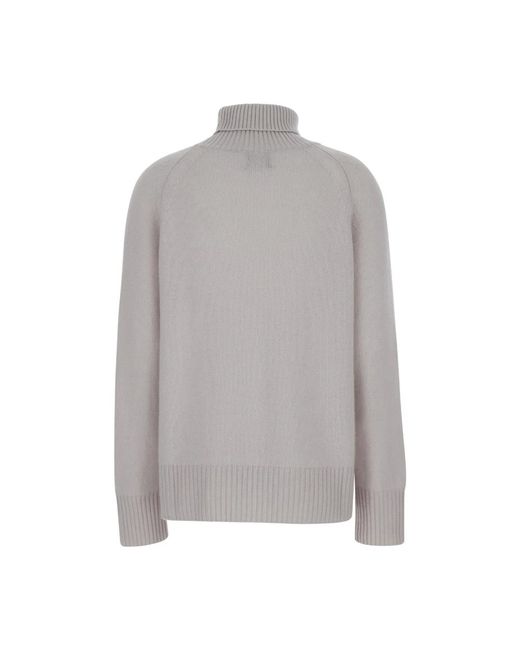 Plain Gray Feinstrickpullover Mit Hohem Kragen Und Rippstrickdetail Aus Kaschmir