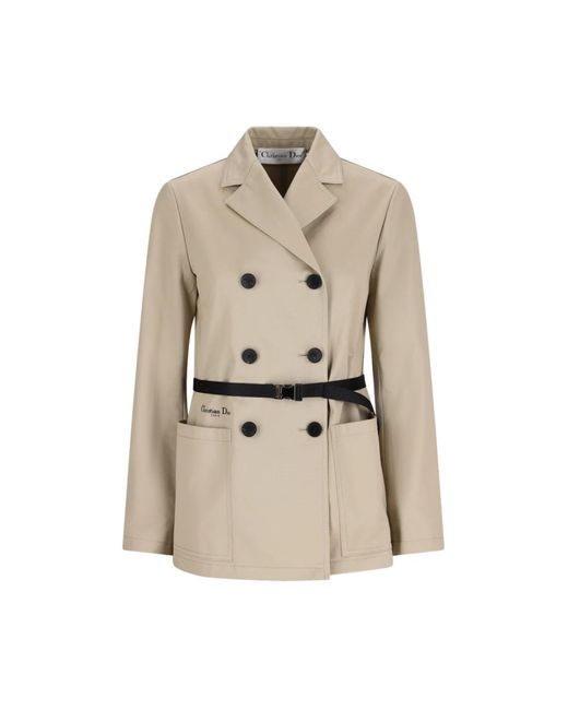 Dior Jassen ,Leer Getailleerde Jas Met Riem in het Natural