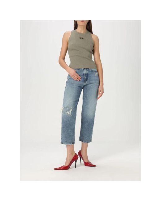 DIESEL Blue Cropped Jeans Mit Distressed-Details