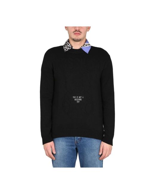 Moschino Black Round-Neck Knitwear for men