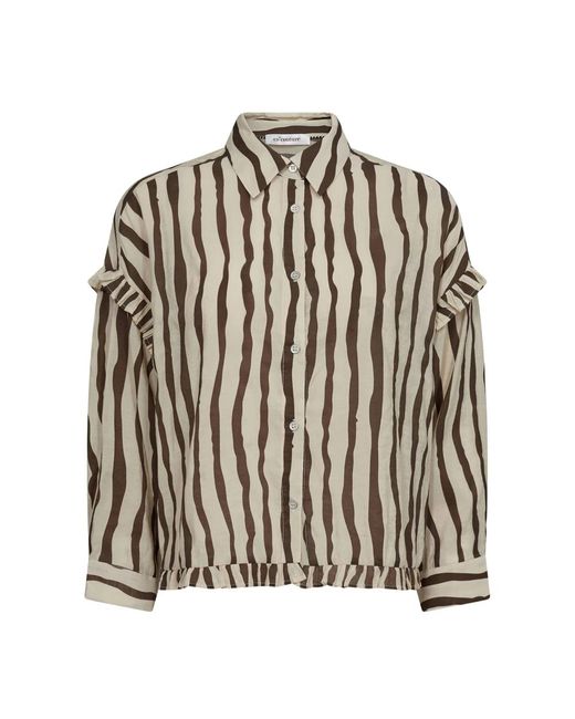 co'couture Black Flowcc stripe frill shirt