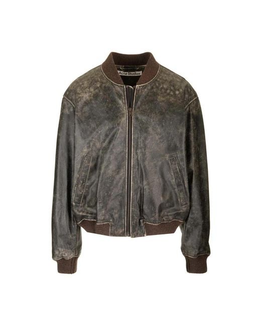 Acne Gray Leather Jackets for men