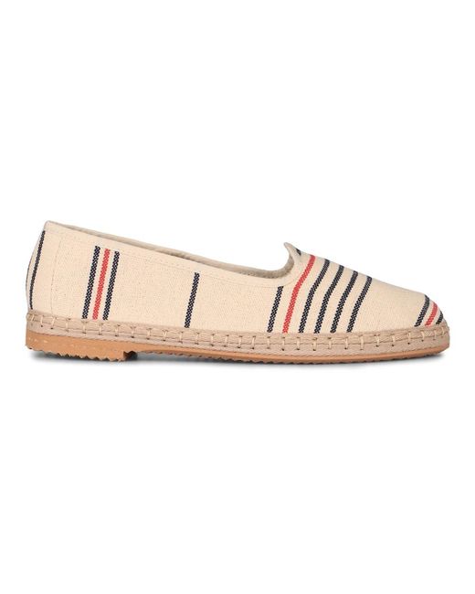 Manebí Schoenen ,Katoen Gestreepte Canvas Espadrilles Met Ronde Neus in het Pink