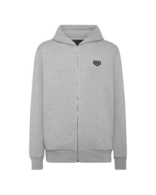 Philipp Plein Hoodies & Sweatvesten ,Grijs ,Katoen Hoodie Sweatjacket Ls Iconic in het Gray voor heren