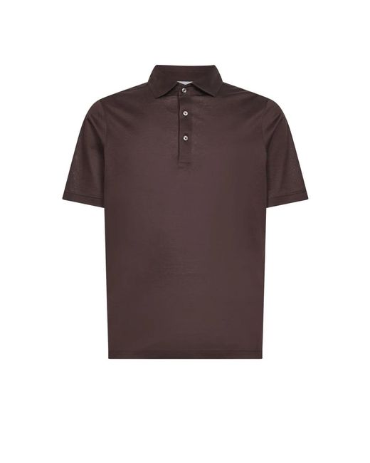 D4.0 Polo Met Drie Knopen in het Brown voor heren