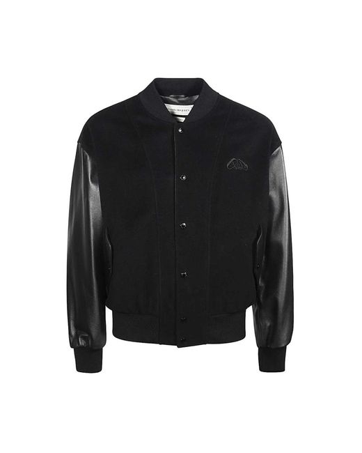 Alexander McQueen Woll-Leder Bomberjacke in Black für Herren