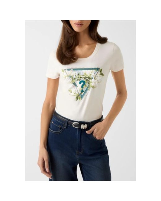 Guess Camelia Triangle Tee in het White