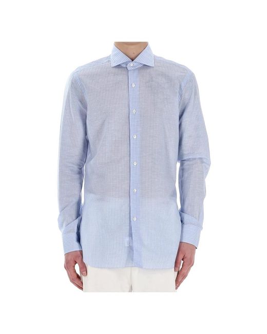 Barba Napoli Blue Casual Shirts for men