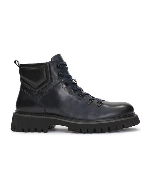 Kazar Marineblaue Leder-Oxfords Mit Profilsohle in Black für Herren